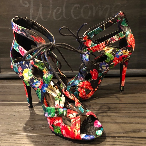 Multi-Color Floral Strappy Lace-Up Sexy MADDEN GIRL 4.25" High Heels DITAAA~8 - Picture 3 of 10